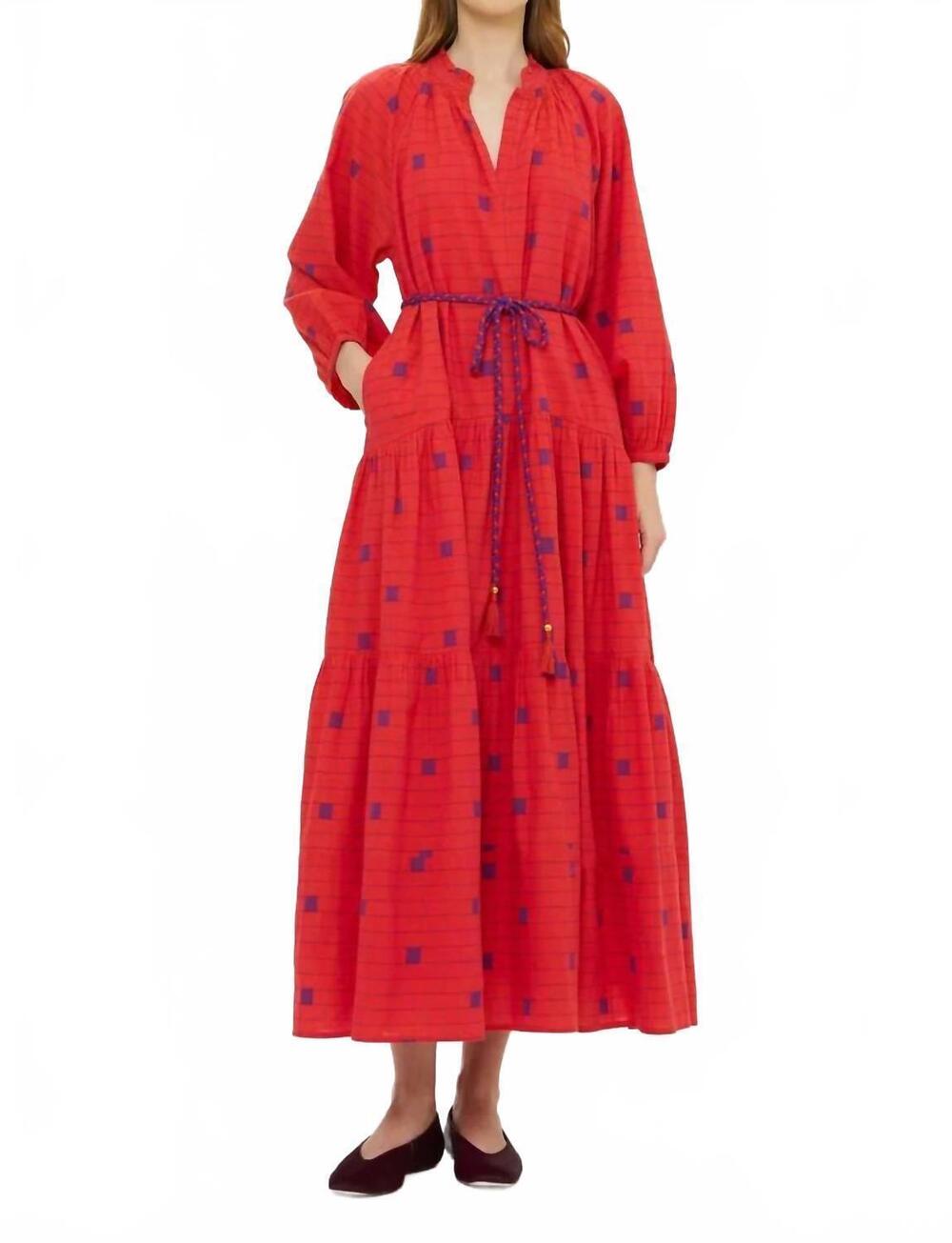 NEW OLIPHANT cuff sleeve tie waist maxi dress in samurred
